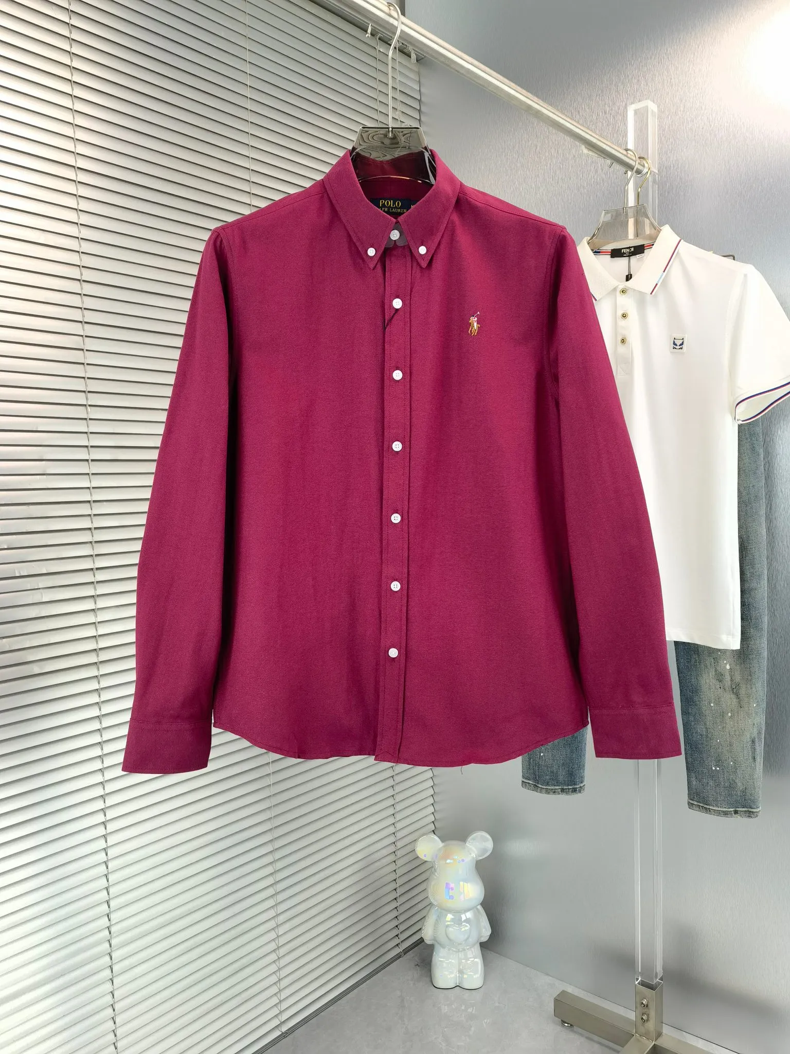 P210 🌸 (11 colors) Ralph Lauren polo long-sleeved classic popular shirt, collection picture➕detail picture❗Pure cotton Oxford fabric, the material is crisp and textured, not soft at all, and the upper body is stylish❗️❗️ Color: Picture color, Size: M---xxL
